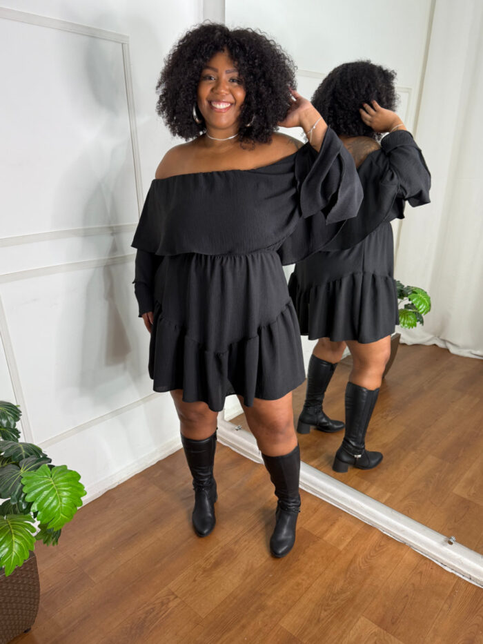 Vestido Ciganinha Plus Size – Manga Longa | Veste até o 52