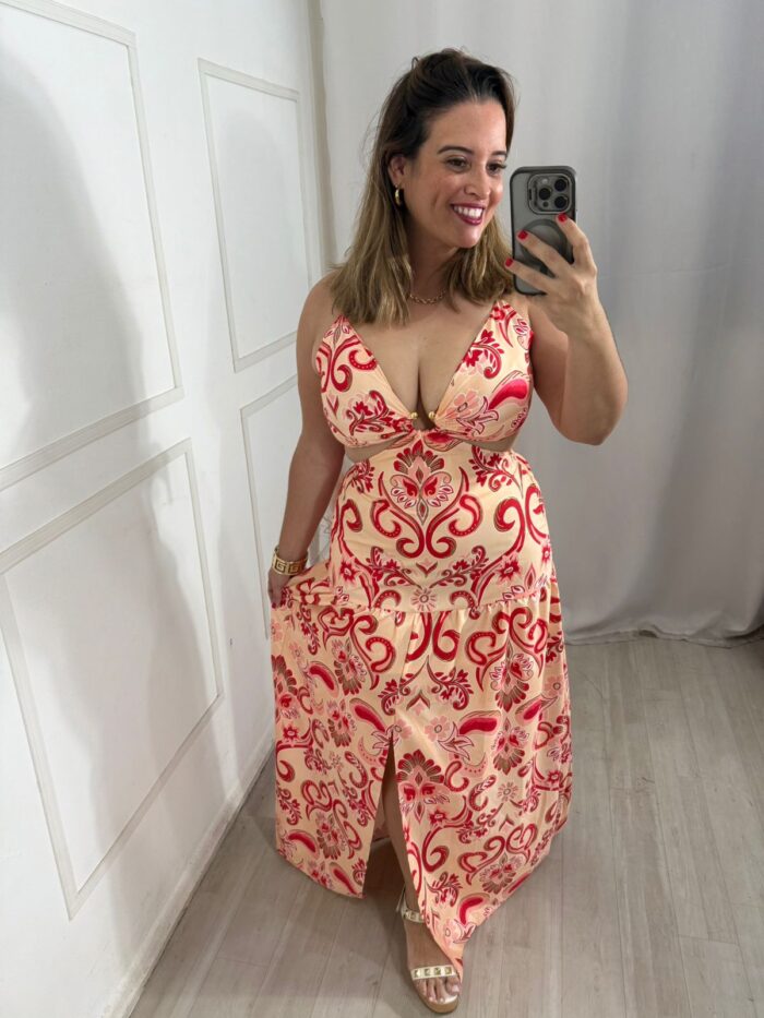 Vestido longo estampado