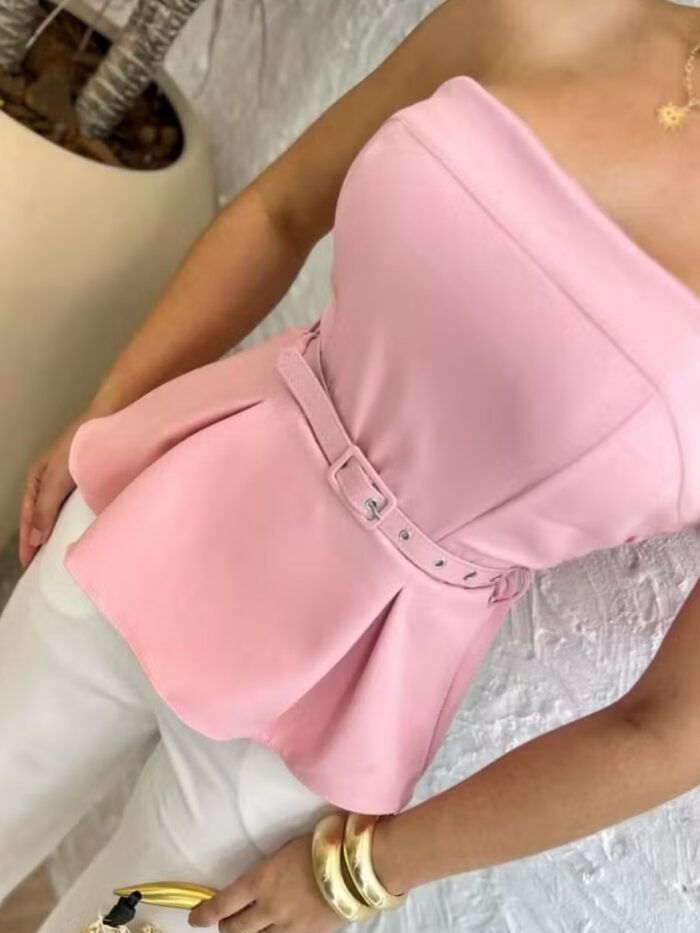 Blusa alfaiataria com cinto
