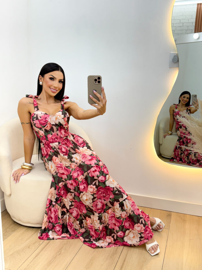 Vestido longo estampado
