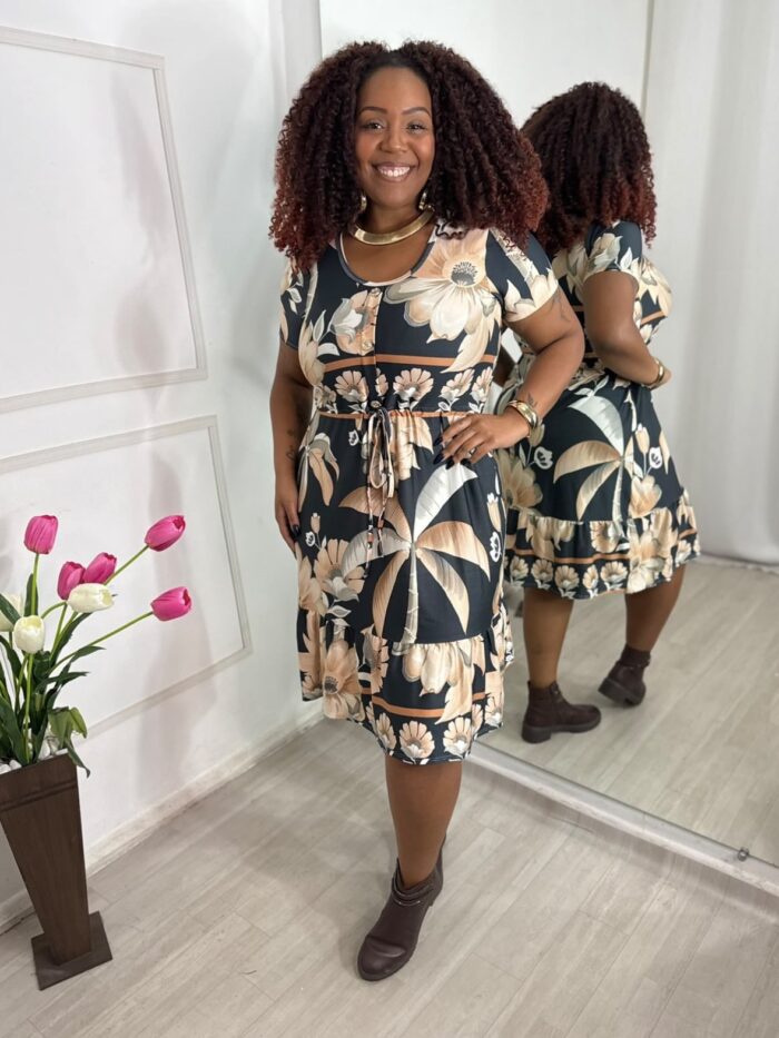 Vestido Botão Malha Leila GG