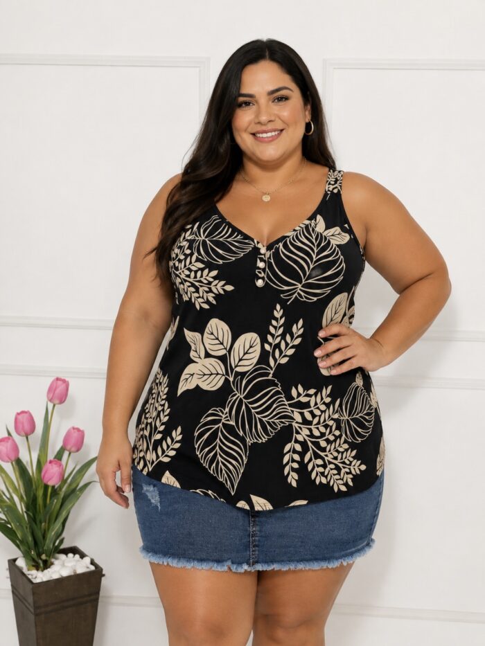 Blusa Alça Estampada Crepe  GG