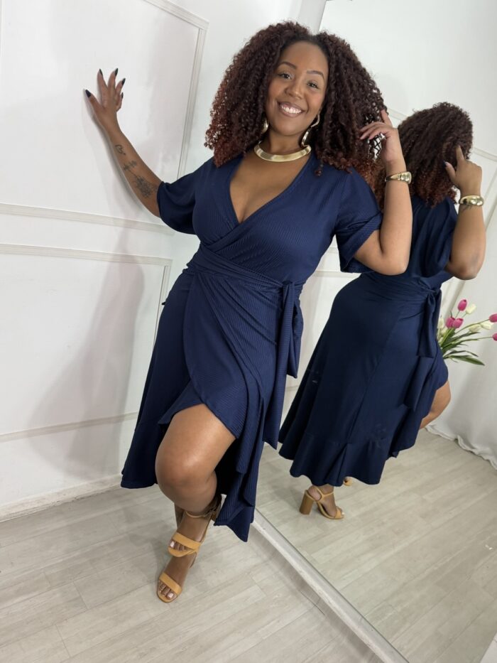 Vestido envelope canelado GG