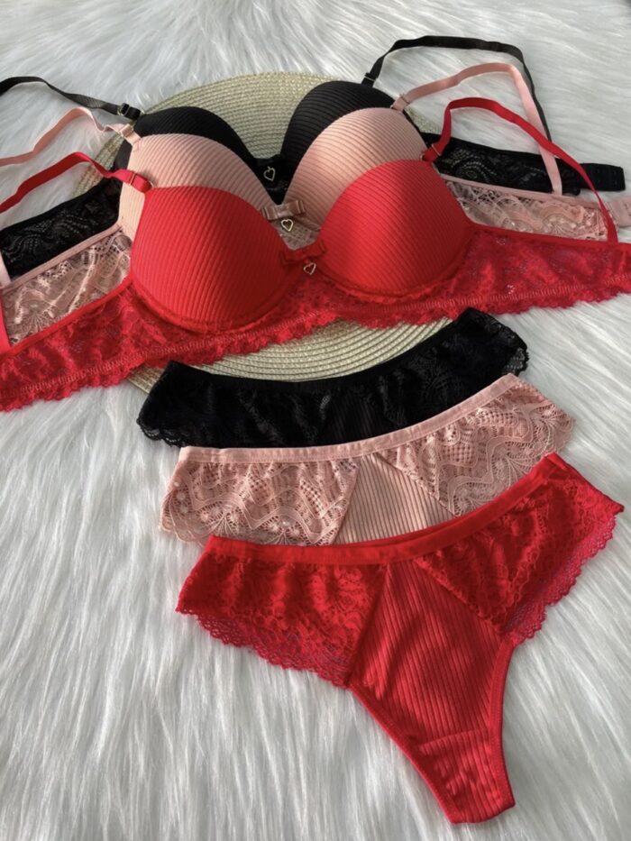 Conj lingerie canelado